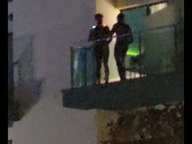 Guys caught fucking on the balcony