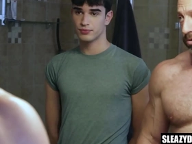 Muscular step daddy asks step son to trim his balls